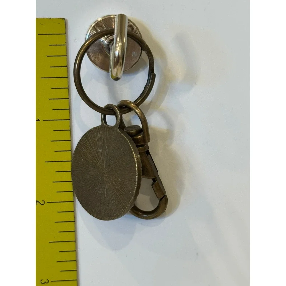 Vintage Bronze Soccer Ball Keychain Sports Bag Tag Lobster Clasp Swivel Hook